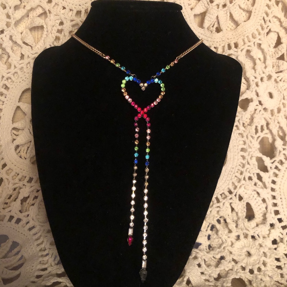 NWT Betsey Johnson Rainbow Heart Necklace